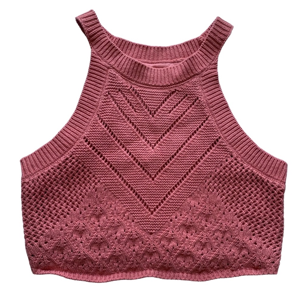 House of Harlow 1960 Crochet Knit Cropped Sleeveless Sweater M Medium NWT
